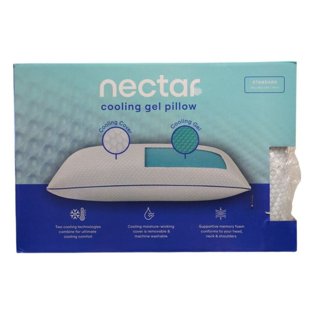 Nectar Memory Foam Bed Pillow with Cooling Gel Bubbles and Cooling Cover, Queen